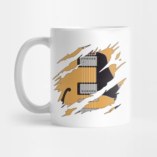 Ripped Electric Guitar Semi-Hollow Natural Color Mug